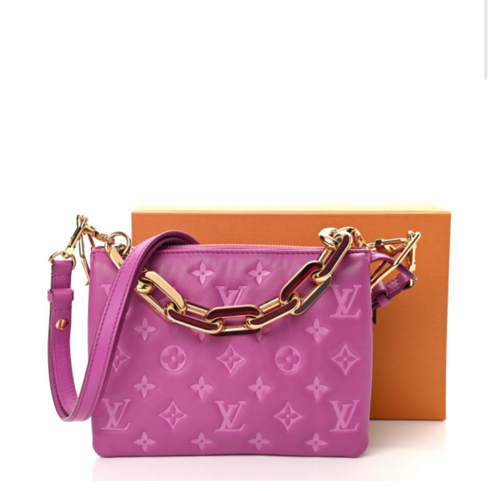 Louis Vuitton Lambskin Embossed Monogram Coussin BB Orchid